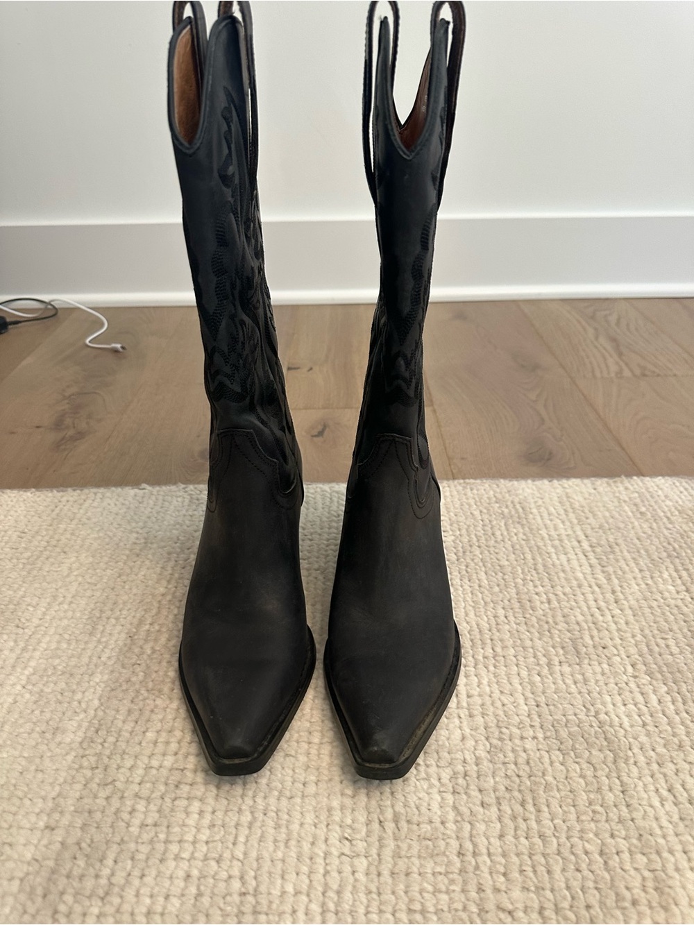 Jeffrey Campbell Black Embroidered Western Heeled Boots - Picture 7 of 8